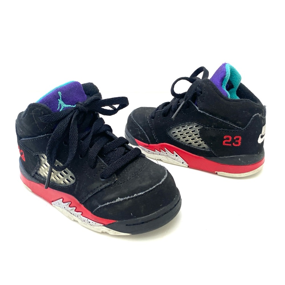 Air Jordan Fire Red/Metallic/Grape 5 Retro TD Top 3 Sneakers